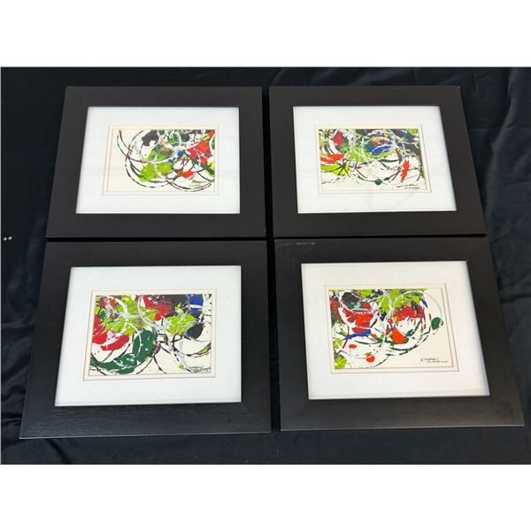 Lot of 4 Original Framed Lillian Austin Paintings "Green Vertigo 4pc Set"