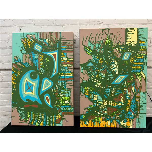 Pair of Lillian Austin Original Canvas Paintings 24" x 36" each "Long Island Sound" 2014