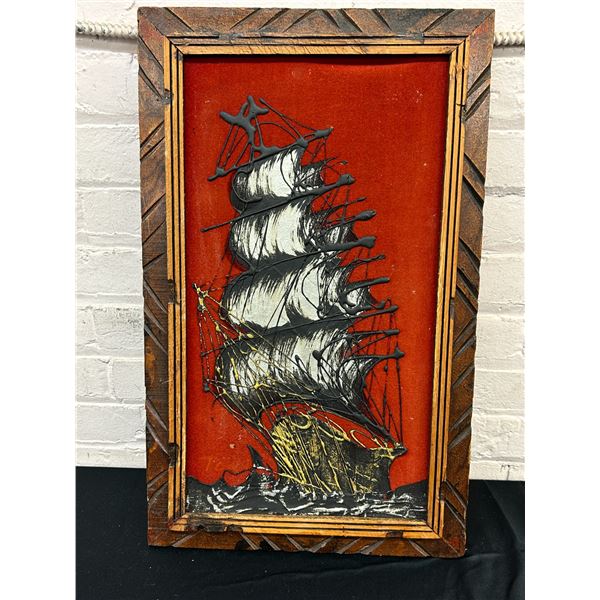 Vintage Velvet Framed Wall Art, Heavy Texture 14" x 23"