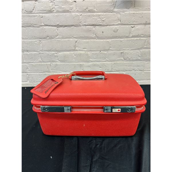 Vintage Red Samsonite Hard Shell Cosmetics Travel Case