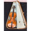 Image 1 : Vintage Wooden Violin with Case (unmarked, missing bridge, as is)