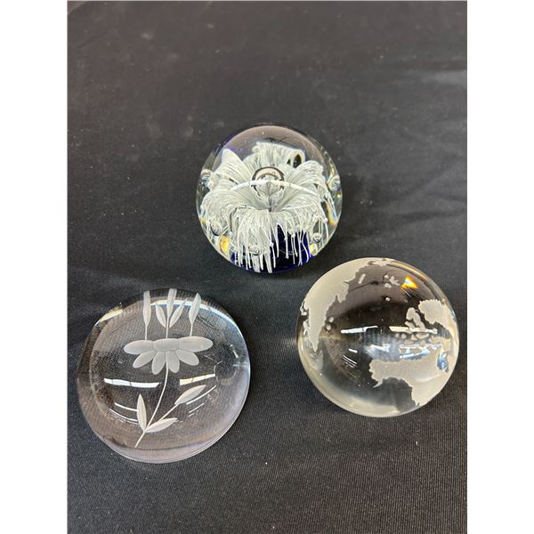 Lot of 3 Art Glass Blown Glass Paperweights