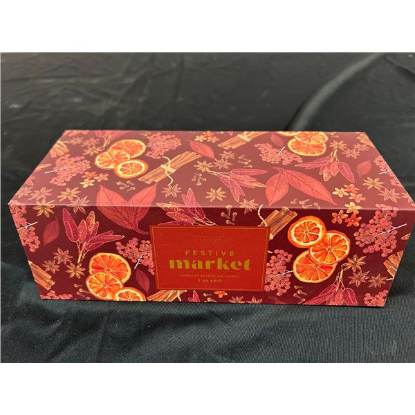 Festive Market Collection of 3 Candles NEW