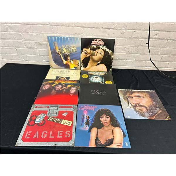 Lot of 9 Vinyl Records LPs Donna Summer, Eagles, Saturday Night Fever, etc