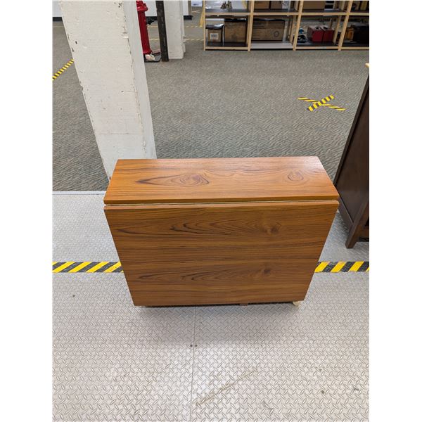 Mid Century Modern Drop Leaf Hide A Way Table on Wheels