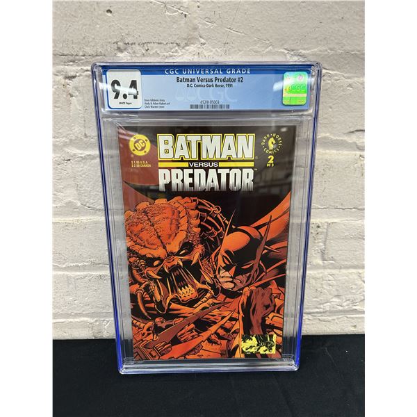 1991 DC Dark Horse Batman Vs. Predator #2 Dave Gibbons CGC 9.4 White Pages