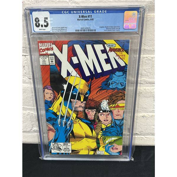 X-Men #11 Marvel Comics 1992 Jim Lee Bob Wiacek Cover Longshot Dazzler Mojo  Appearance CGC 8.5