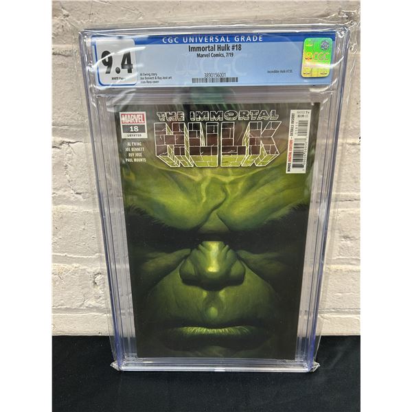 Incredible Hulk #18 Marvel Comics 2019 Al Ewing Story Alex Ross Cover CGC 9.4
