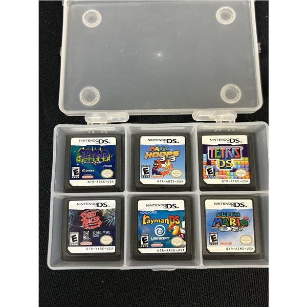 Nintendo DS Six game lot Mario 64 Spyro Rayman Speedracer Mario Hoops Tetris DS