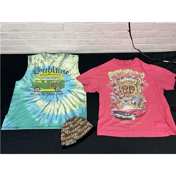 Sublime Vintage 2 T-shirt & Toque lot. Early 2000s Long Beach California