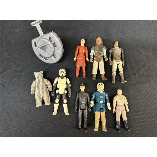 Original Vintage Star Wars Action Figures lot of 8 1980s & Mini-Rig Radar Laser Dish Piece 1980 Luk