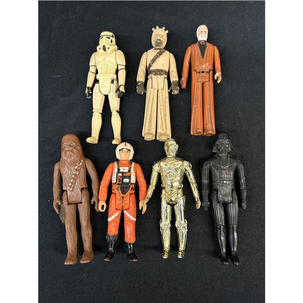 Original Vintage Star Wars Action Figures lot of 7 1970s ft. Darth Vader C3P0 Obi Wan Chewbacca