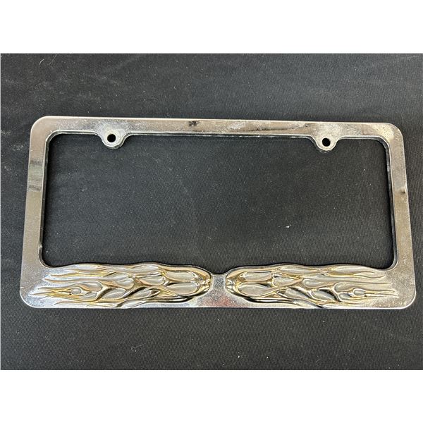 Metal Flame Detail License Plate Frame