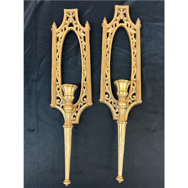 Vintage MCM Mid Century Hollywood Regency Style Dart Wall Sconces 19" 1965