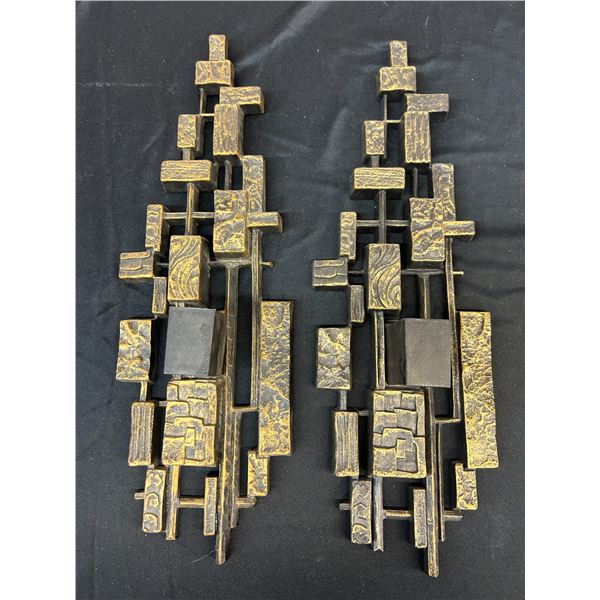 Vintage MCM Dart 1974 Brutalist Wall Sconces 20"