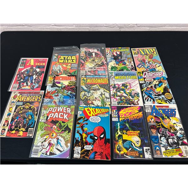 Lot of 14 Vintage Comic Books QUASAR, Nam, Excalibur, Power Pack, Avengers, Star Wars, A-Team