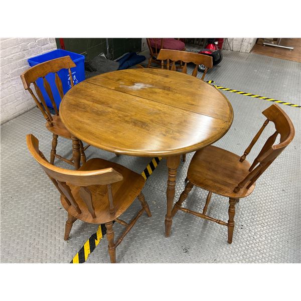 Vintage Made in Canada Wooden Kitchen Table 4 Person Seating