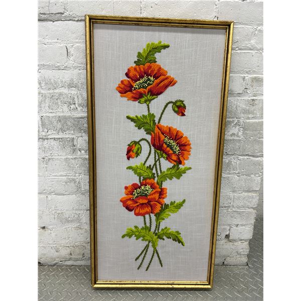 Vintage Framed Embroidery Wall Art 3ft x 18"
