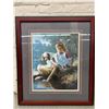 Image 1 : Framed Art Print 28" x 32" Girl with Dog by the Water