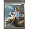 Image 2 : Framed Art Print 28" x 32" Girl with Dog by the Water