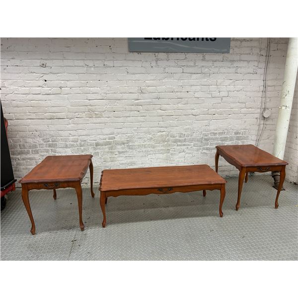 Vintage Wooden Coffee Table and Side Table Set