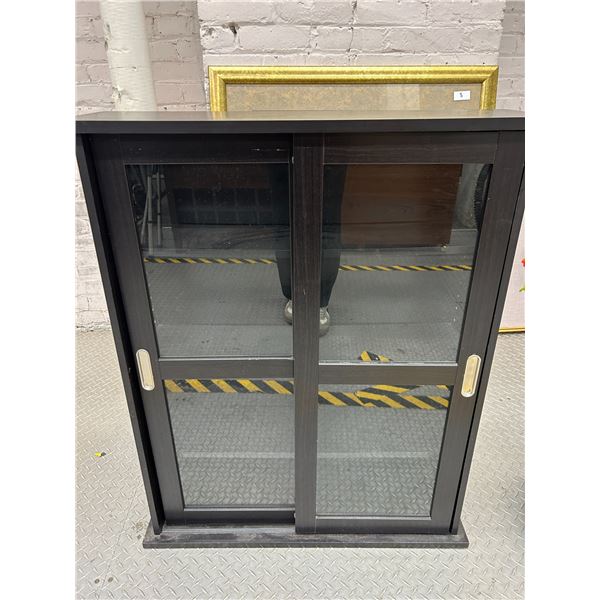 Sliding Door Curio Black Cabinet
