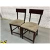 Image 1 : Pair of Modern Wooden Dining Chairs with Light Brown Upholstery.