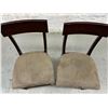 Image 3 : Pair of Modern Wooden Dining Chairs with Light Brown Upholstery.