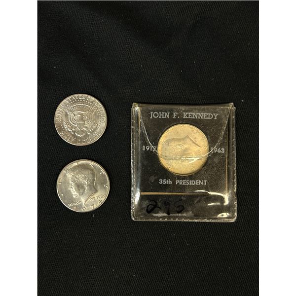 Lot of 3 1963 JFK 35th President 50c Piece and x2 1974 50c Piece Coins USA