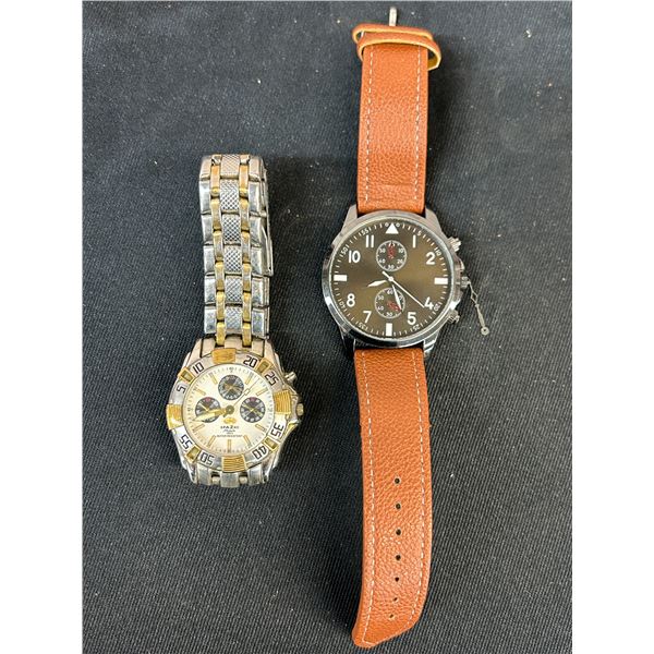 Lot of 2 Chronograph Style Quartz Watches (no batteries untested)