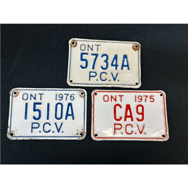 Lot of 3 Ontario Trailer Plates 1975, 1976