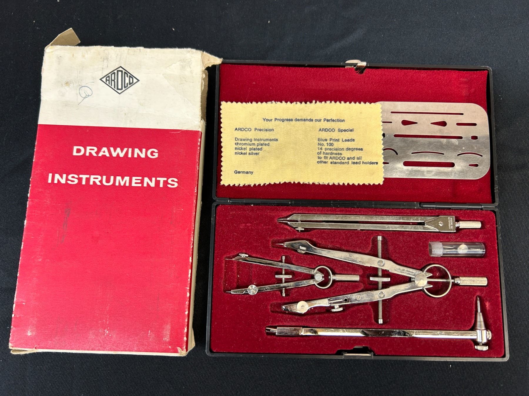 Vintage ARCO Drafting Set Drawing Instruments Germany