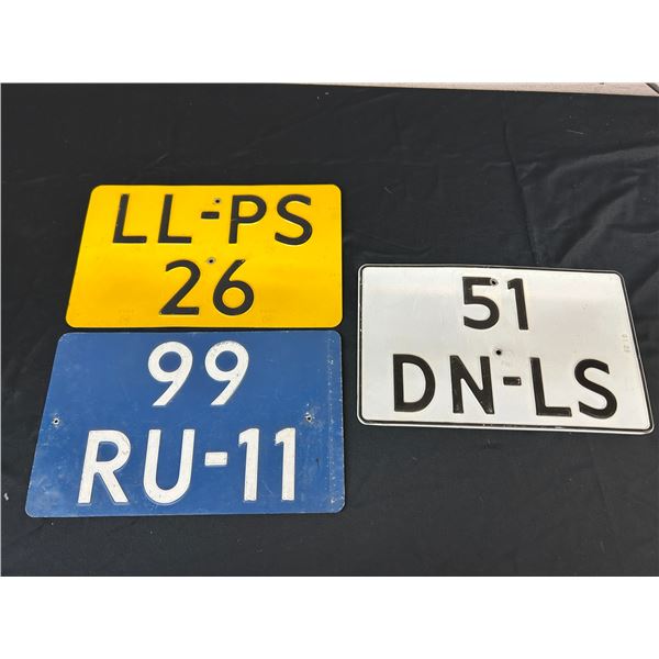 Lot of 3 European License Plates