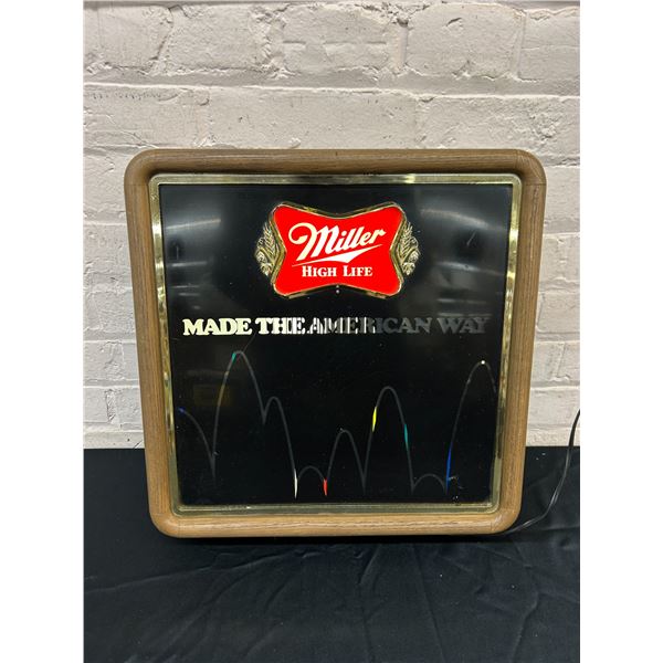 Miller High Life Made The American Way Light-Up Bar Sign Man Cave 15" x 15" *works