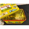 Image 3 : Lot of 2 Vintage Tin Containers Curious George and Tonka Toys 9" x 13" x 7"