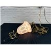 Image 1 : Vintage Swag Chain Lamp Hollywood Regency Milk Glass Gold Detail Ornate *works