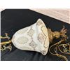 Image 6 : Vintage Swag Chain Lamp Hollywood Regency Milk Glass Gold Detail Ornate *works