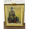 Image 1 : Vintage Antique Original Oil Painting of Man USSR Russian with Gun & Boots with Gallery Light