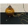 Image 5 : Vintage MCM Amber Glass Bubble Coin Dot Round Swag Chain Lamp *works