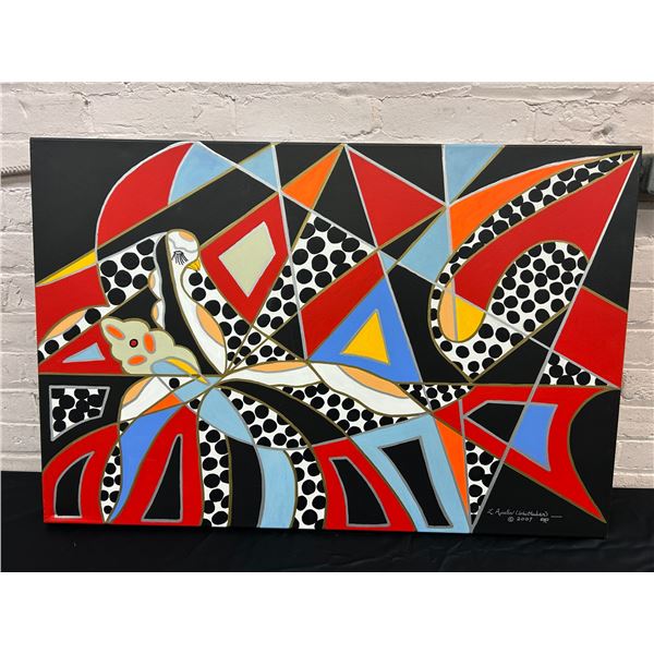 Original Artist Signed Lillian Austin "Memorable" Abstract 2007 Canvas Painting