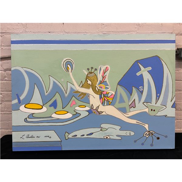Original Canvas Painting by Lillian Austin 1996 28" x 27" "The Voyage To The Great Outer Sea"