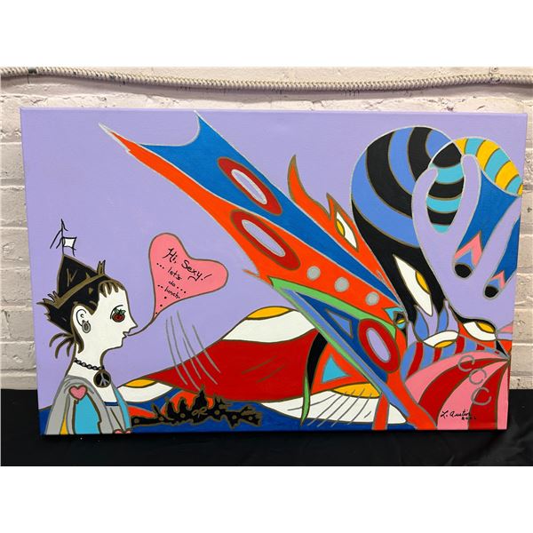 "Dragon Date Bait" Original Canvas Painting by Lillian Austin 30" x 20"