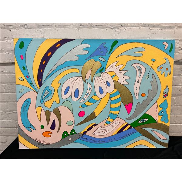 "Little Peter Bird RIP" Lillian Austin Original Canvas Painting 38" x 27"