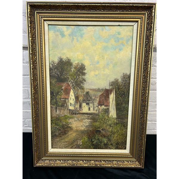 Original Artist Signed Painting Landscape Street Scene 21" x 30"