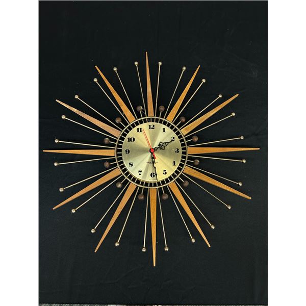 Vintage MCM Westclox Starburst Wall Clock *battery, works* 22" diameter