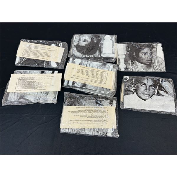 Lot of 7 Michael Jackson Screen Printed Flags/ Wall Tapestries NOS