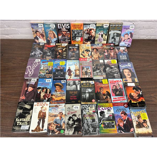 Lot of approx 40 Vintage SEALED VHS Tapes Mostly Oldies, Classics, Black and White, 30s 40s and up
