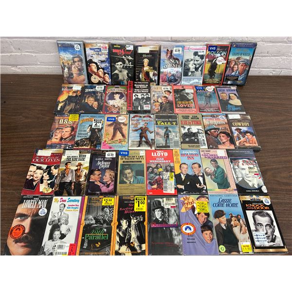 Lot of approx 40 Vintage SEALED VHS Tapes Mostly Oldies, Classics, Black and White, 30s 40s and up