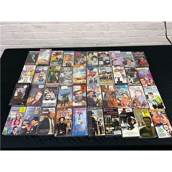 Lot of approx 40 Vintage SEALED VHS Tapes Mostly Oldies, Classics, Black and White, 30s 40s and up