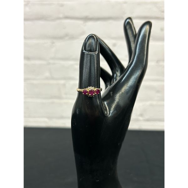 10k Gold Size 8 Ruby and Diamond Ring 1.9 grams